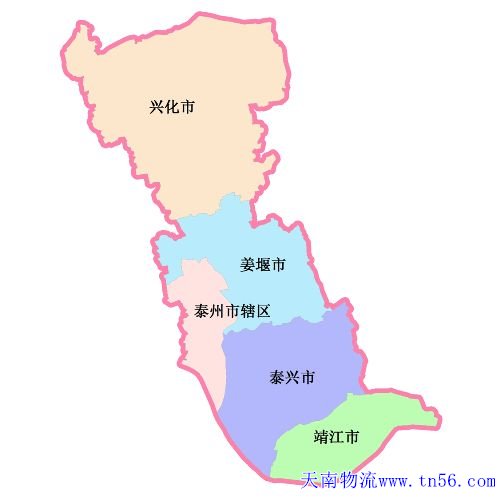 江門到泰州市物流地圖