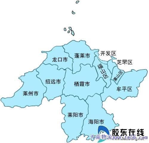 江門到煙臺市物流地圖